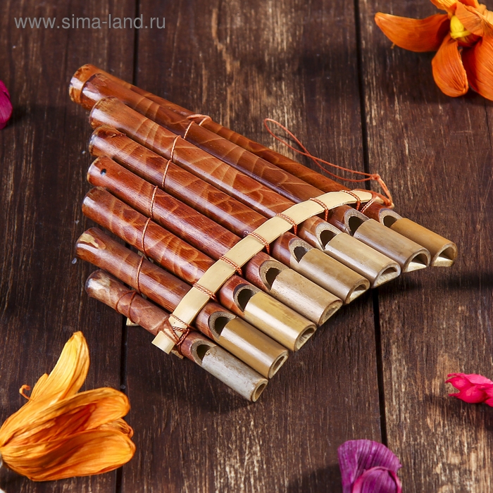 Сувенирный музыкальный инструмент Сувенирный музыкальный инструмент "Флейта Пана" 21х13х2 см,МИКС,