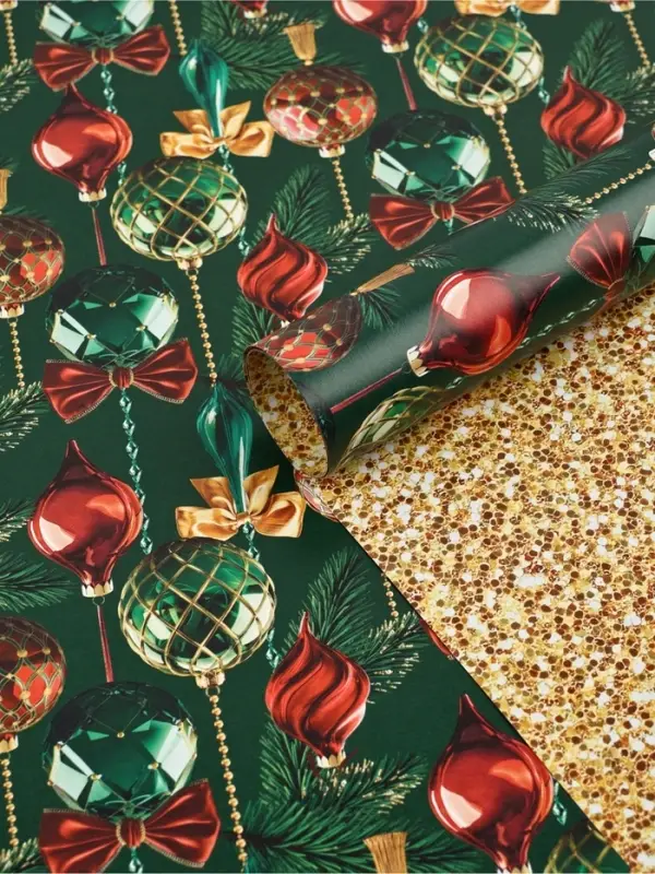 Бумага упаковочная глянцевая двухсторонняя «Зелёная роскошь», 70×100 см