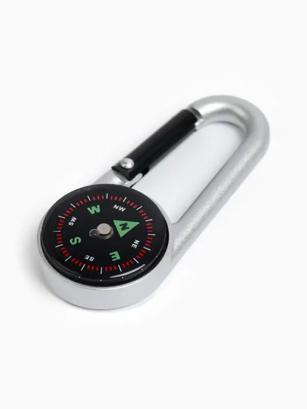 Компас с карабином C27 maclay, d=3 см, металлический, серебристый