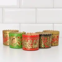 Форма бумажная для кулича Деко-про «Хохлома», 7×6 см, МИКС
