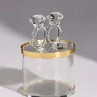 Шкатулка стекло с металлическим ободком "Кольца" золото 5,2х5,2х8 см
