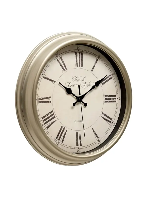 Часы настенные классические, бесшумные, плавный ход, d=31 см, золотистые