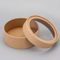 Набор круглых подарочных коробок, завальцованные с окном, крафт, набор 8 шт., 15×6 см Набор круглых подарочных коробок, завальцованные с окном, крафт, набор 8 шт., 15×6 см