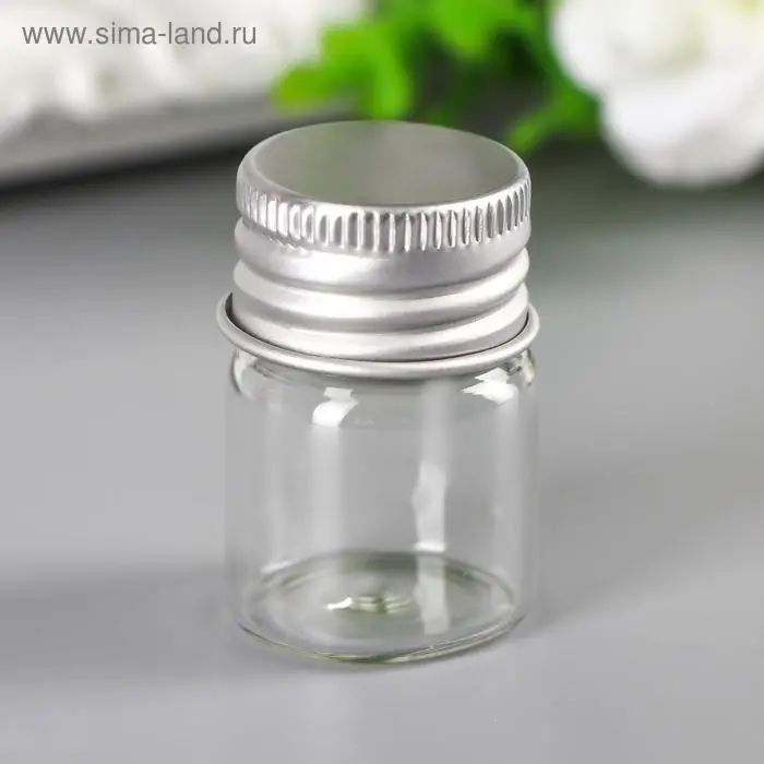 Декор для творчества стекло Декор для творчества стекло "Баночка с крышкой" серебро, 5,5 мл, 3х2,2х2,2 см