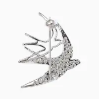 Брошь "Ласточки", цвет белый в серебре
