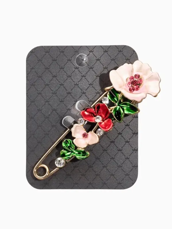 Булавка &laquo;Цветочная&raquo;, дорожка, 7.5 см, цветная в чернёном золоте