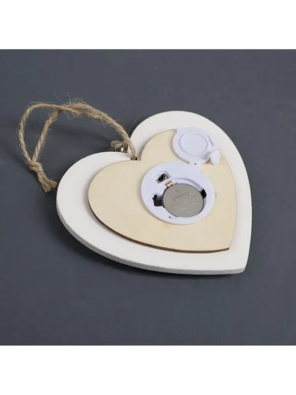Ёлочная игрушка &laquo;Сердце с оленем&raquo;, 10&times;10&times;2 см, 3 LED, от батареек, свечение тёплое белое