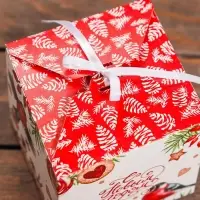 Коробка складная, подарочная новогодняя "Снегирь" 12 х 12 х 12 см. Коробка складная, подарочная новогодняя "Снегирь" 12 х 12 х 12 см.