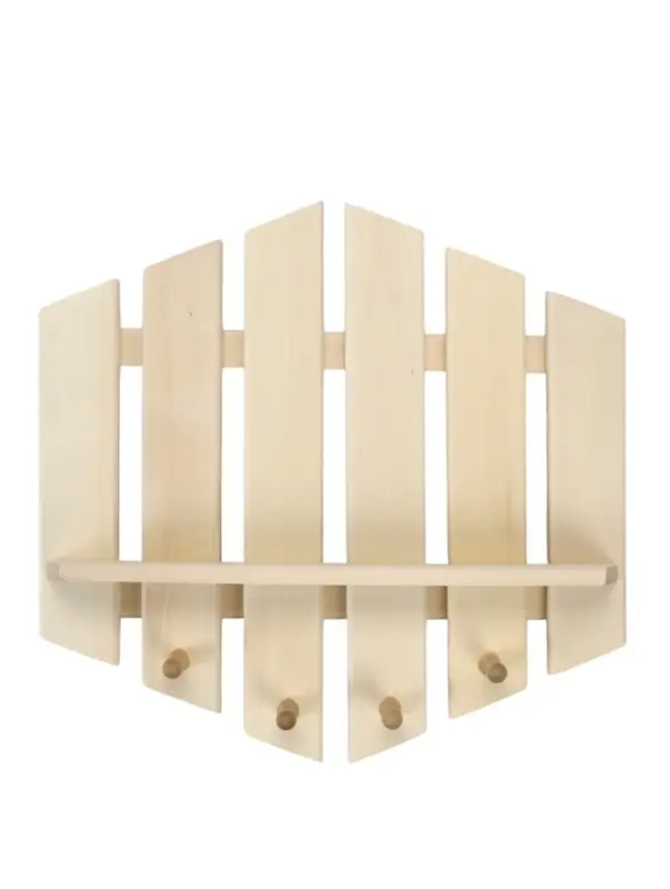 Полка - вешалка для бани и сауны &laquo;Рассвет&raquo;, 52&times;5&times;50 см, дерево, 4 крючка