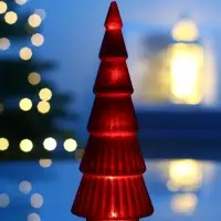 Фигура светодиодная "Елка красная бархатная", 5 LED, 23 см, от бат. 3xAG13, Т/БЕЛЫЙ