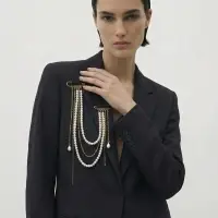 Булавки "Аксельбант", жемчуг, цвет белый в золоте