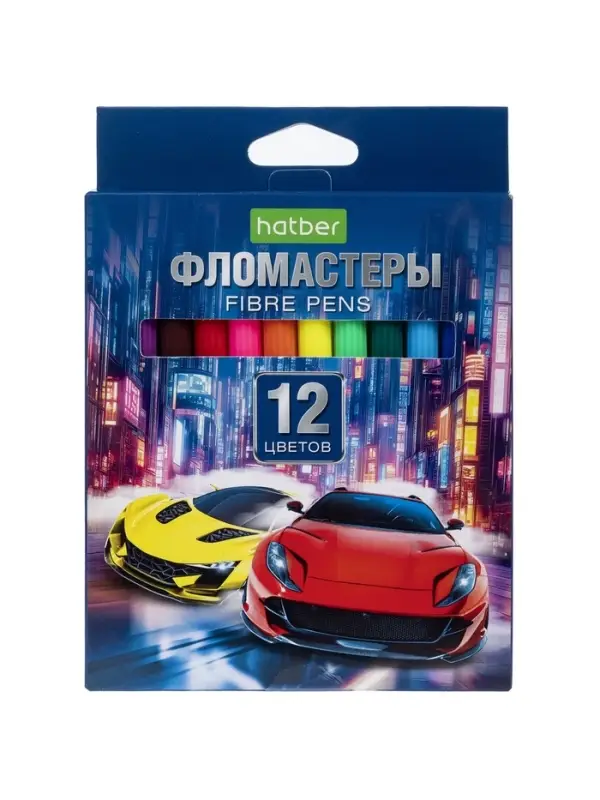 Фломастеры 12цв, Hatber, ЭКО, Дрифт, карт.уп, европодвес 89907