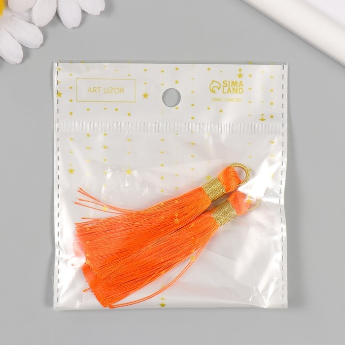 Декор для творчества текстиль Декор для творчества текстиль "Кисть. Оливия" оранжевый набор 2 шт 8х1,2 см
