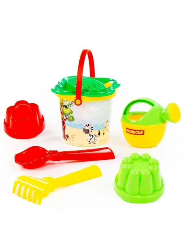 Набор игрушек для песочницы, 7 предметов: ведро, ситечко, совок, грабельки, формочки, лейка, МИКС