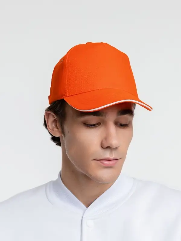 Бейсболка Classic, оранжевая с белым кантом Бейсболка Classic, оранжевая с белым кантом