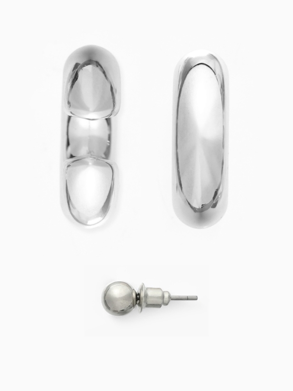 Серьги и каффы «Бублик», набор 4 шт. три дуги, цвет серебро