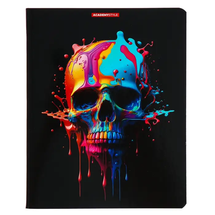 Тетрадь 48 листов в клетку &laquo;Яркие черепа&raquo;, обложка мелованный картон, УФ-лак, МИКС