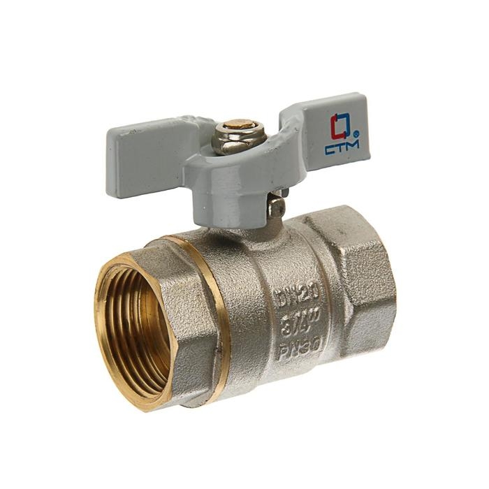 Кран шаровой Кран шаровой "СТМ" Стандарт, PN40, внутренняя/внутренняя резьба 3/4", бабочка