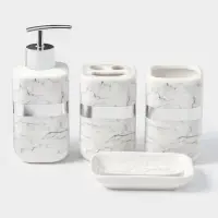 Аксессуары для ванной &laquo;Вестерос&raquo;, 4 предмета, мыльница, дозатор для мыла 390 мл, 2 стакана, белые