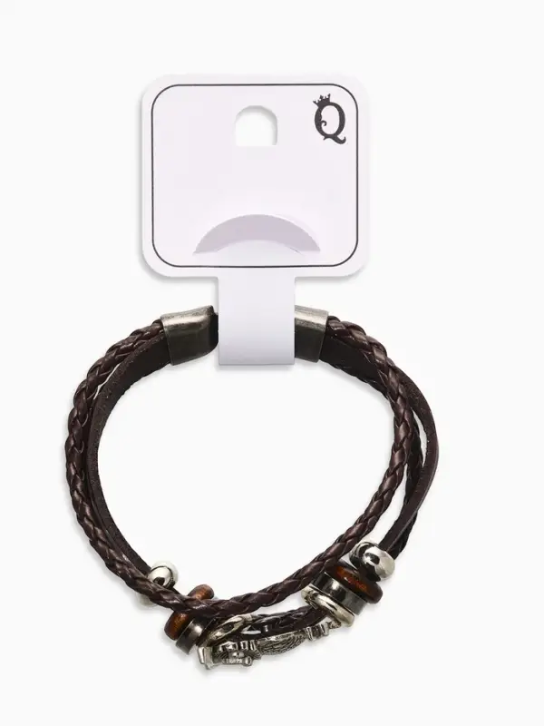 Браслет кожаный &laquo;Совушка&raquo;, L=20 см, коричневый в чернёном серебре