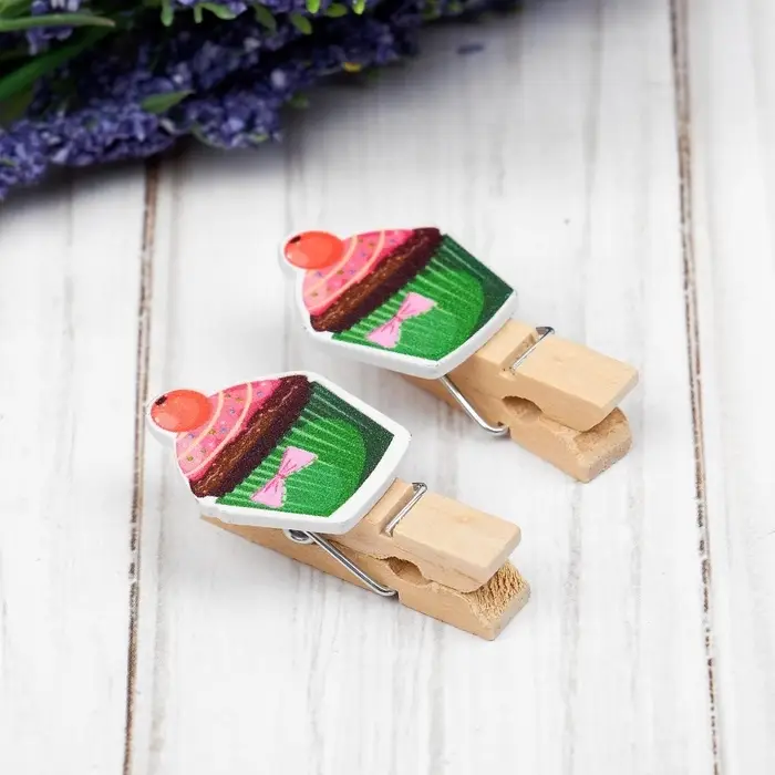 Прищепки для декора с верёвкой для подвеса &laquo;Кейки&raquo;, 10 шт.