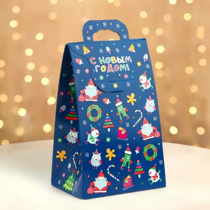 Подарочная коробка новогодняя Сумочка мини &laquo;Новогодний арт&raquo; 14&times;10&times;22.3 см