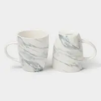 Кружки Magistro Real Marble, 400 мл, набор 2 шт., фарфор, белые
