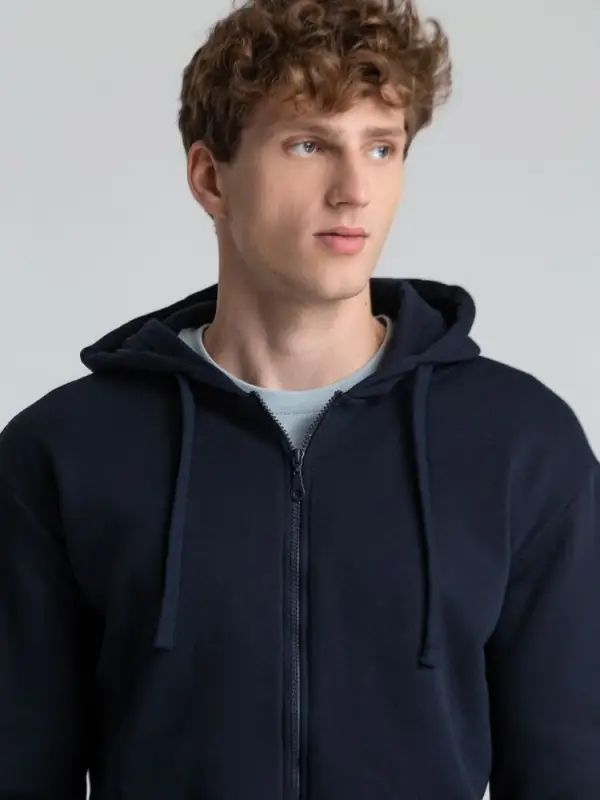 Толстовка на молнии с капюшоном Siverga Heavy 2.0, темно-синяя, размер S