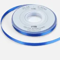 Лента атласная TEIRA, двухсторонняя, 6 мм, 25&plusmn;1 м, синяя №0329