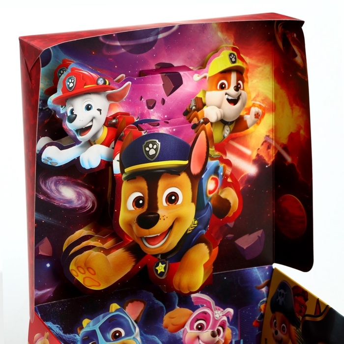 Подарочная коробка складная с 3Д, Щенячий патруль, 15х15х7 см Подарочная коробка складная с 3Д, Щенячий патруль, 15х15х7 см