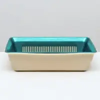 Туалет для кошек, 36&times;25&times;9 см, глубокий, с сеткой, пластик, бирюзовый, бежевый