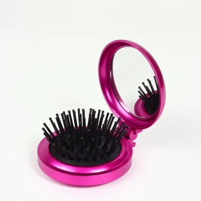 Расчёска массажная «Перламутр», складная, с зеркалом, d=6 см, МИКС Расчёска массажная «Перламутр», складная, с зеркалом, d=6 см, МИКС