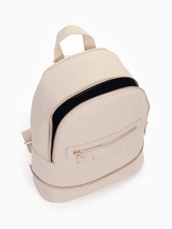 Рюкзак женский на молнии, с карманом, размер 27&times;13.5&times;33 см, молочный