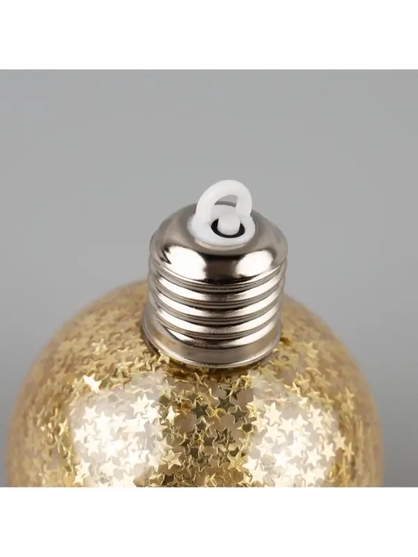 Набор ёлочных шаров &laquo;Звёздочки золотистые&raquo;, 3 шт., d=8 см, от батареек, свечение тёплое белое