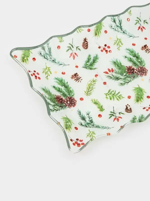 Блюдо прямоугольное "Еловые ветки" 29,5х19,5 см