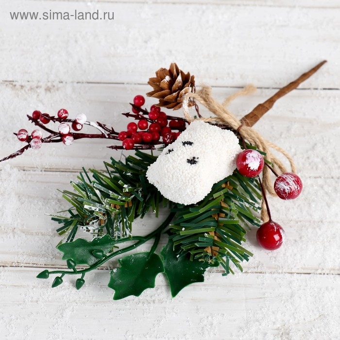 Декор  Декор "Зимнее очарование" мишка, ягоды и шишка 21 см