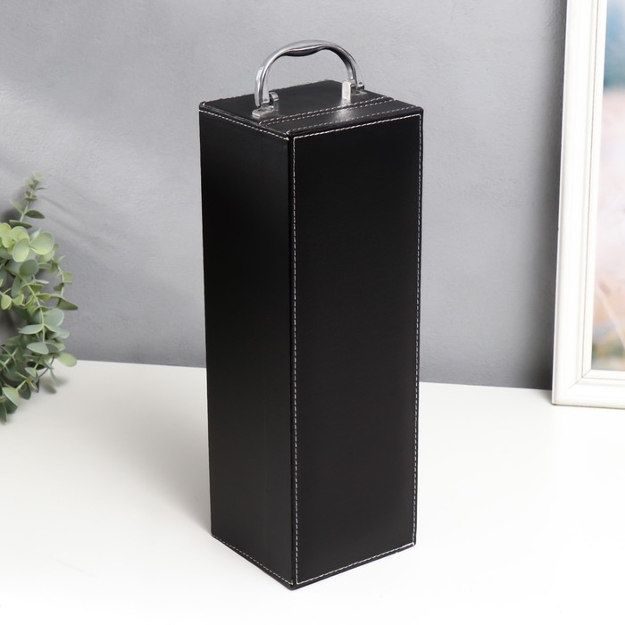 Шкатулка дерево, кожзам под бутылку "Гладкая кожа" 3 предмета 35х11х12 см