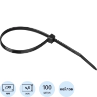 Хомут стяжка нейлоновая Topfort 5х200 черный 100 шт/уп