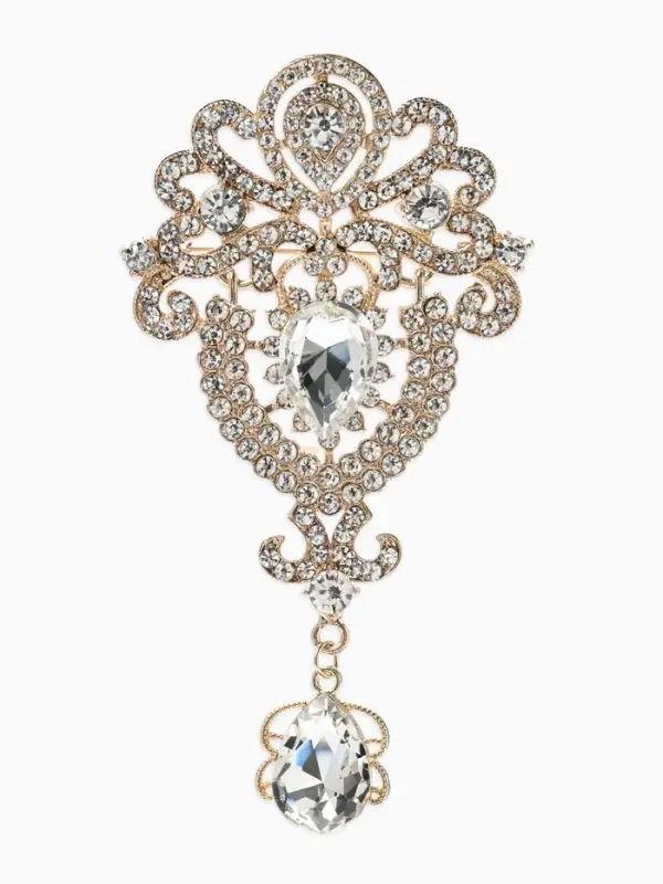 Брошь &laquo;Императрица&raquo;, вензеля, цвет белый в золоте