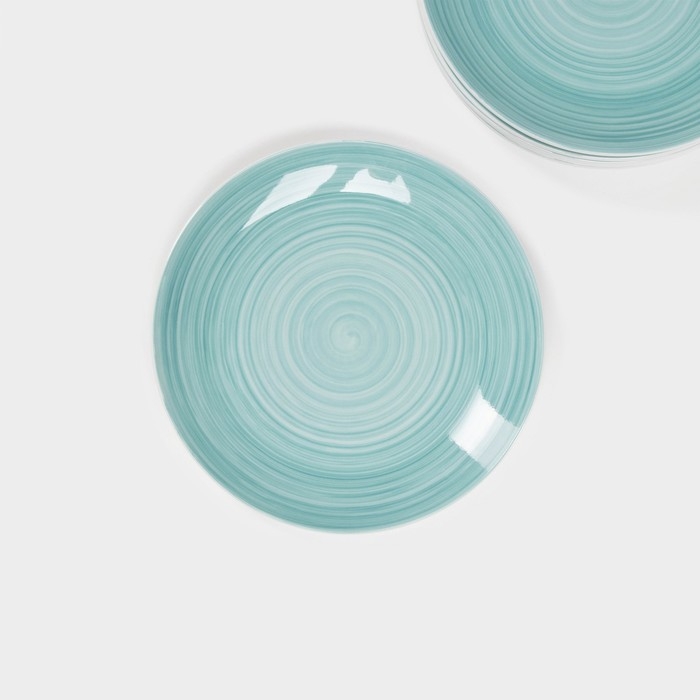 Набор фарфоровых тарелок Доляна «Палитра», 6 предметов, d=19 см, цвет бирюзовый Набор фарфоровых тарелок Доляна «Палитра», 6 предметов, d=19 см, цвет бирюзовый