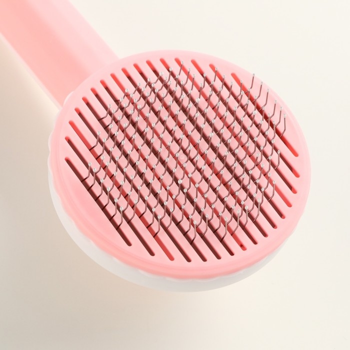 Пуходёрка пластиковая с функцией самоочистки, 7,7 х 19,1 см, розовая Пуходёрка пластиковая с функцией самоочистки, 7,7 х 19,1 см, розовая