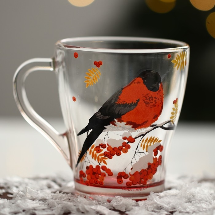 Новый год. Набор кружек стеклянных &laquo;Снегири!&raquo;, 2 шт