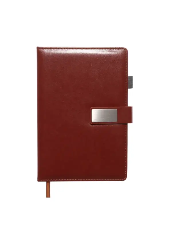 Ежедневник недатированный формат А5, с хлястиком, 112л, линия, держатель, пвх, Коричневый Ежедневник недатированный формат А5, с хлястиком, 112л, линия, держатель, пвх, Коричневый