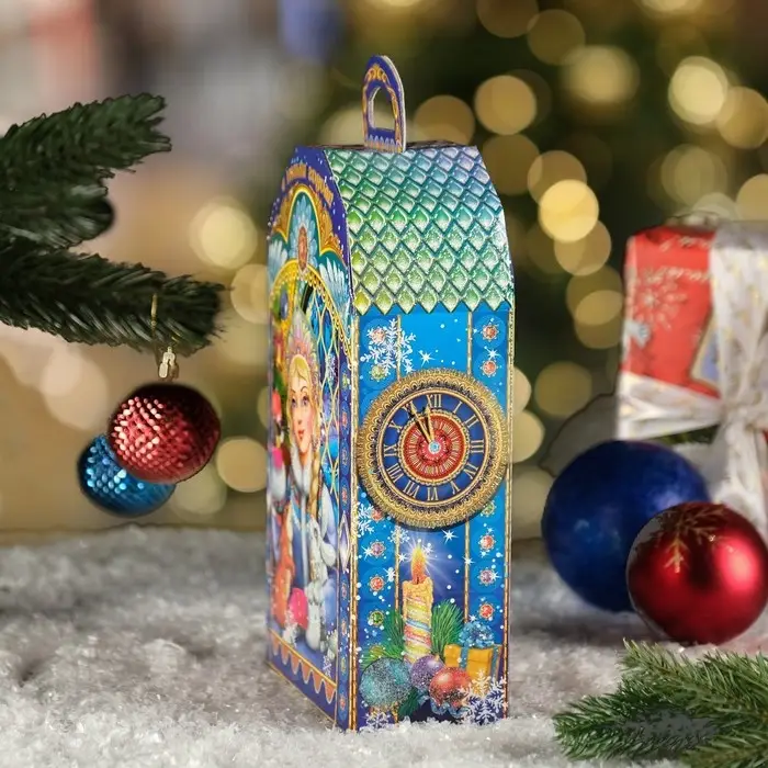 Коробка подарочная новогодняя «Часы »Веселые Зверята", 15×7.3×27 см