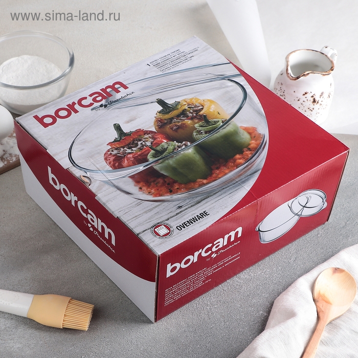 Форма для запекания из жаропрочного стекла Borcam, 3 л, с крышкой Форма для запекания из жаропрочного стекла Borcam, 3 л, с крышкой