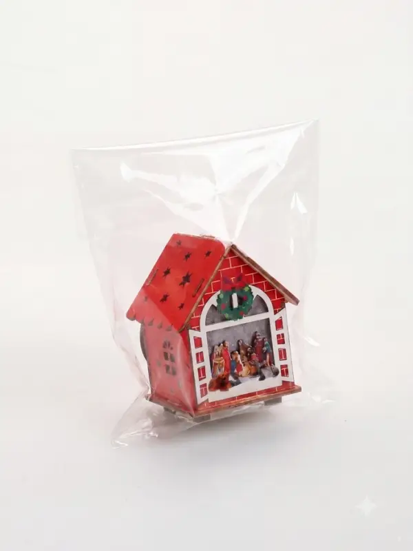 Ёлочная игрушка &laquo;Рождество&raquo; 9&times;6.5 см, подвеска, от батареек AG10&times;3, свечение тёплое белое