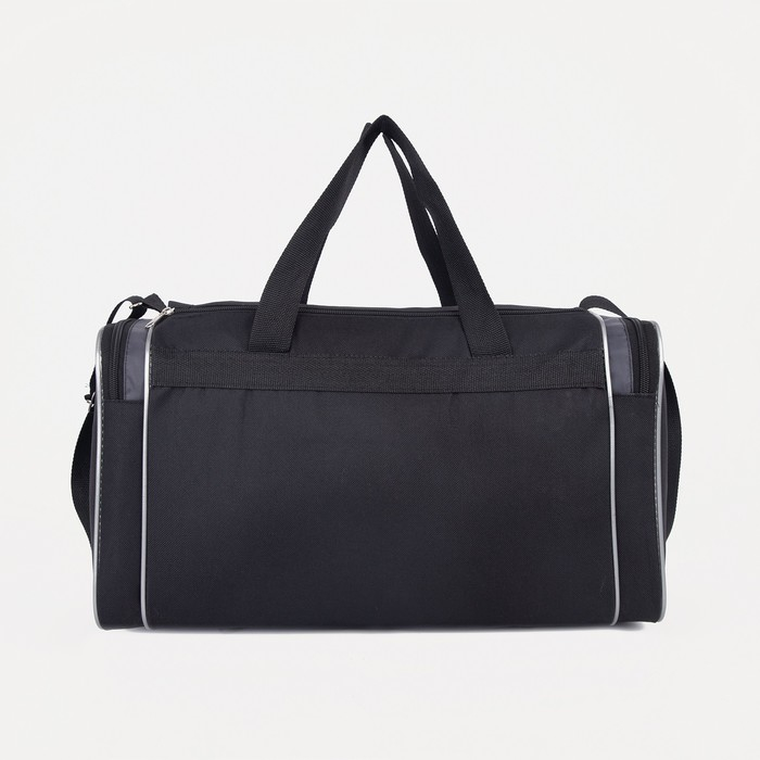 Сумка спортивная мужская на молнии, 3 наружных кармана, средний размер, цвет чёрный/серый