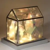 Фигура с подсветкой &laquo;Белый мишка у домика с елями&raquo;, 24.5&times;17&times;22.5 см, стекло