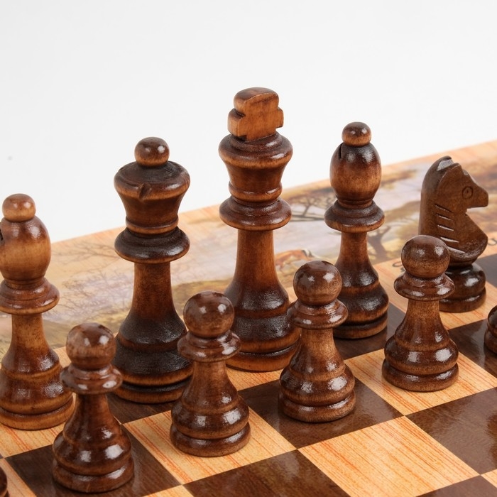 Настольные игры 3 в 1 Настольные игры 3 в 1 "Лев": шахматы, шашки, нарды, деревянные, большие 50 х 50 см