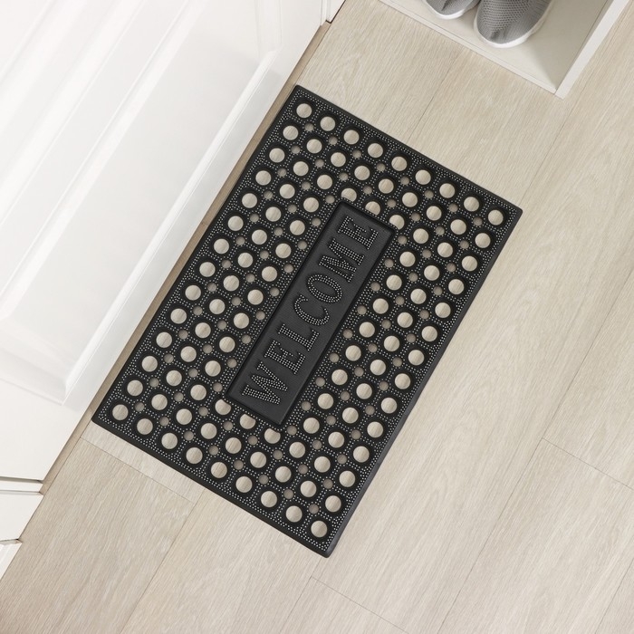 Коврик придверный ячеистый Доляна, 39,5&times;59 см, цвет чёрный